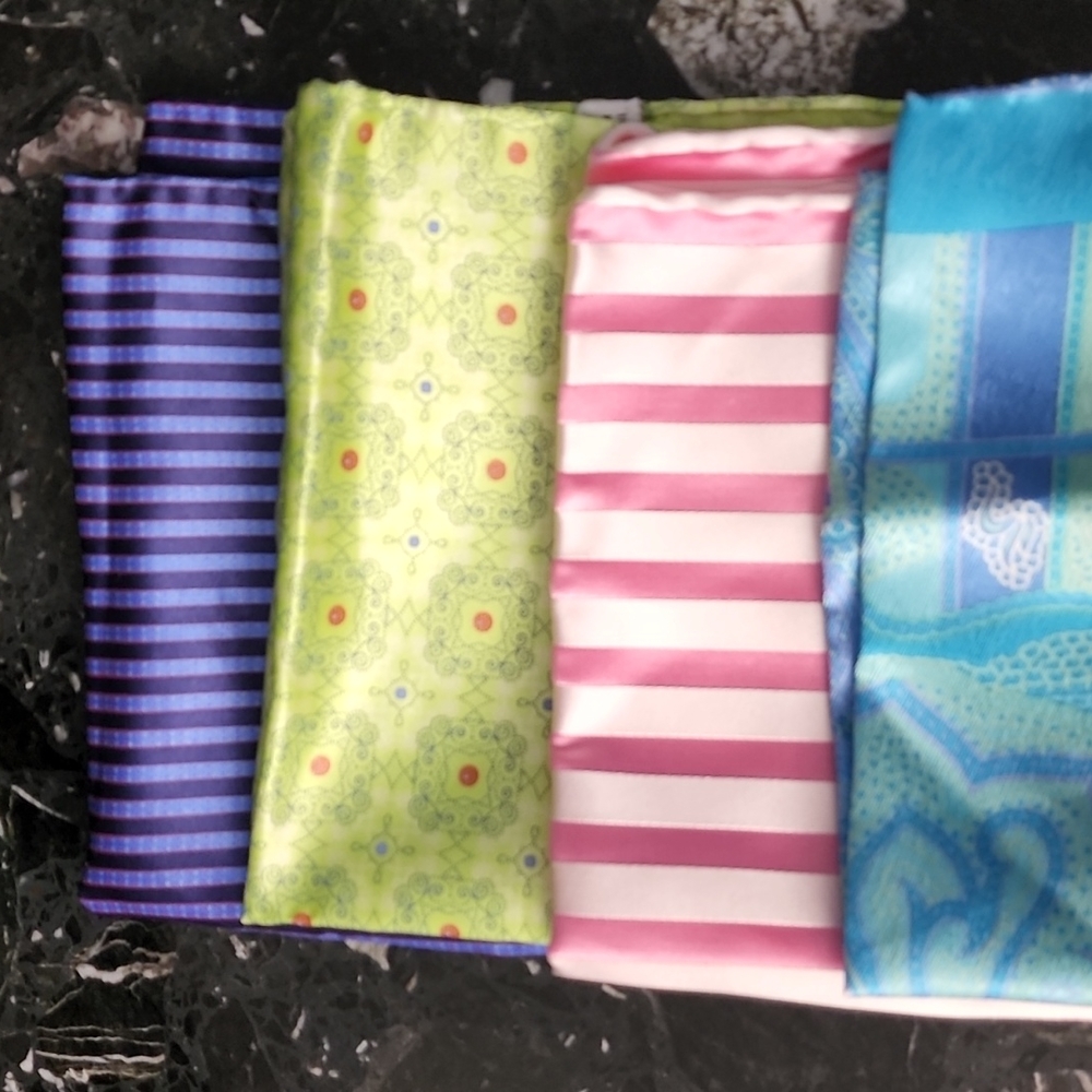 4 men's seta silk pocket squares